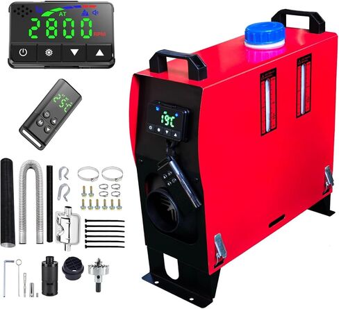 سخان هواء ديزل ZHIBANG الكل في واحد مع وظيفة صوتية، سخان انتظار مع شاشة عرض رقمية وجهاز تحكم عن بعد رقمي، سخان هواء ديزل 12 فولت/8 كيلو وات، خزان وقود 5 لتر وكاتم صوت (ZB-022d) in Kuwait