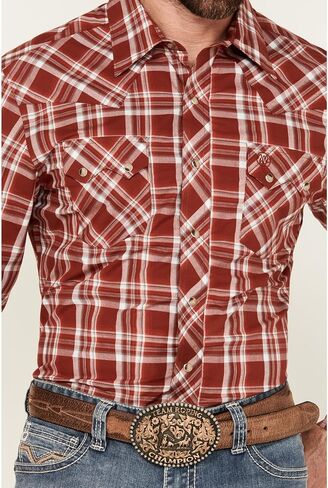 قميص Wrangler رجالي بطباعة منقوشة وأكمام طويلة غربي - 112359586 أحمر in Saudi Arabia