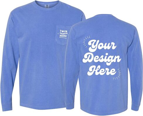 INK STITCH Unisex Comfort Colors 4410 Custom Printing Design Your Own Pocket Heavyweight Long Sleeve Tees in Saudi Arabia