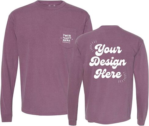 INK STITCH Unisex Comfort Colors 4410 Custom Printing Design Your Own Pocket Heavyweight Long Sleeve Tees in Saudi Arabia