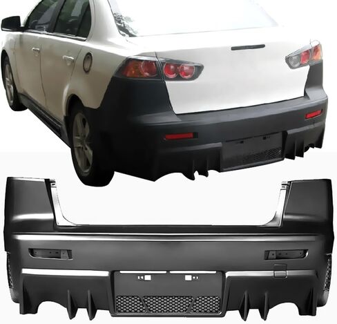 IKON MOTORSPORTS, Rear Bumper Cover Conversion Compatible With 2008-2015 Mitsubishi Lancer (Not Fit Evolution Models), Black FQ FQ440 Style Polypropylene PP in Saudi Arabia
