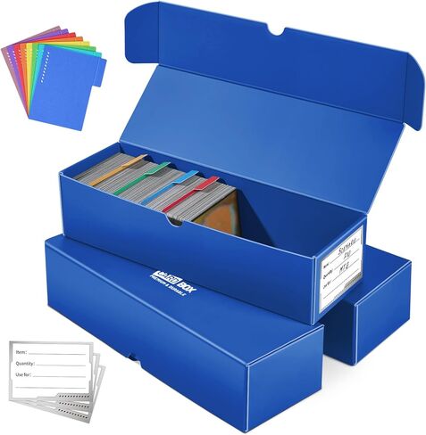 Trading Card Storage Box, 4-Pack·600 Count Card Storage Box with Dividers and Labels, Card Organizer for YuGiOh MTG TCG Magic and Collection, Trading Card Holder for Collector, 7 INCH in Kuwait