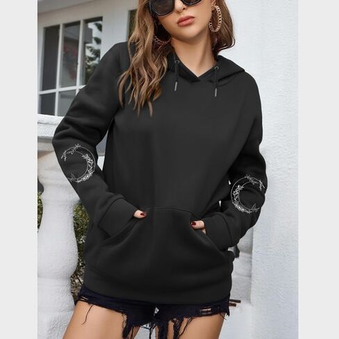 Graphic Hoodies for Women Mushroom Moon Sweatshirt Oversized Hoodie Gothic Vintage Sweatshirt Print Tops in Saudi Arabia