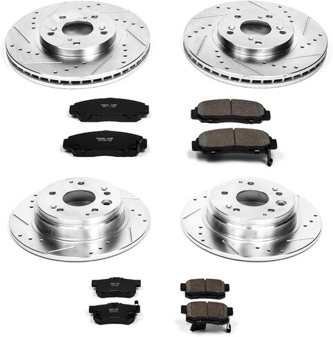 Power Stop K2295 Front and Rear Z23 Carbon Fiber Brake Pads with Drilled & Slotted Brake Rotors Kit For Acura TL 1999-2003 [Model Specific] in Saudi Arabia