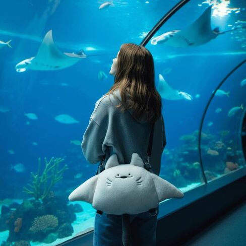 Cute Manta Ray Plush Mini Purse – Soft Stuffed Animal Backpack with Adjustable Straps, Small Crossbody Shoulder Bag for Women, Kids, Teens, Girls, Gift for Animal Lovers in Saudi Arabia