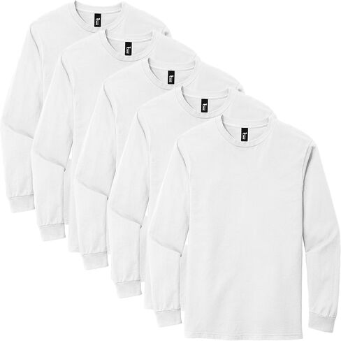 Gildan Hammer H400 Long Sleeve T-Shirt - White - XL (Pack of 5) in Saudi Arabia