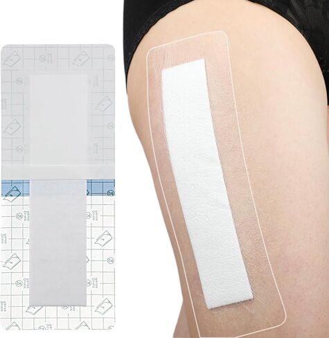 Large Waterproof Knee Replacement Surgery Adhesive Bandages Hip Surgery Shower Protector Cover Long Post Surgical Incision Wounds Island Dressing Bordered Gauze 4"x8" 14 Pack in Kuwait