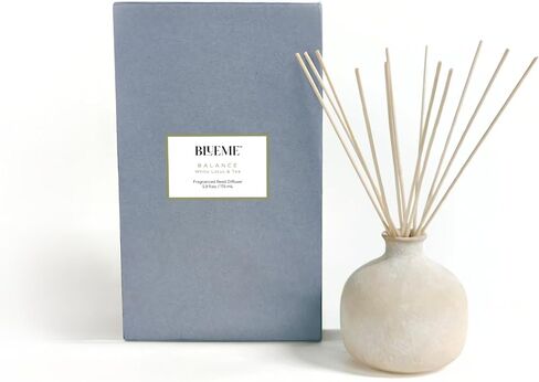 BLUEME Renew-Ivy & Rose، موزع روائح صحية بسعة 5.92 أونصة سائلة، يحتوي على زيت عطري، مستدام، بلمسة نهائية يدوية، سيراميك فاخر، فاخر، قصب الروطان الطبيعي in Kuwait