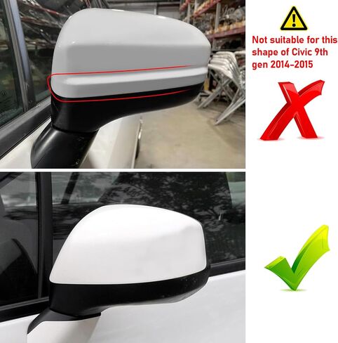 Moonlinks Compatible with 2012-2015 Honda Civic Side Mirror Cover Replacement,White LH & RH Side Door Rearview Mirror Cap for 9th Gen Civic in Saudi Arabia
