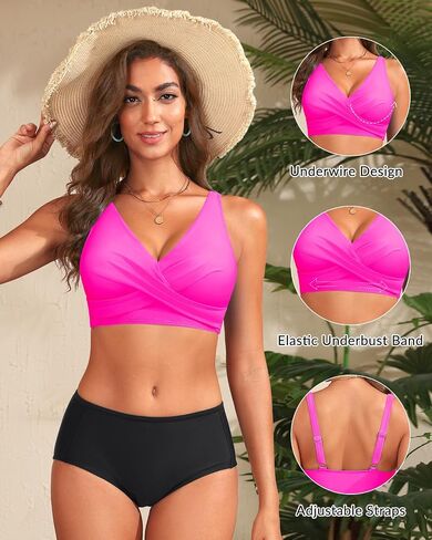 Women Underwire Bikini Top - Push Up Bathing Suit Top Large Bust Swim Top 2025 Swimsuit Top in Kuwait