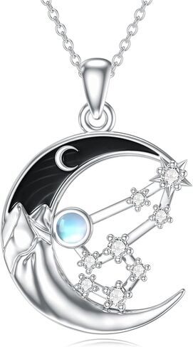 Zodiac Constellation Necklaces for Women 925 Sterling Silver Crescent Moon Zodiac Sign Pendant Gothic Jewelry Birthday Gifts for Girlfriend Wife Grandma Mom in Saudi Arabia