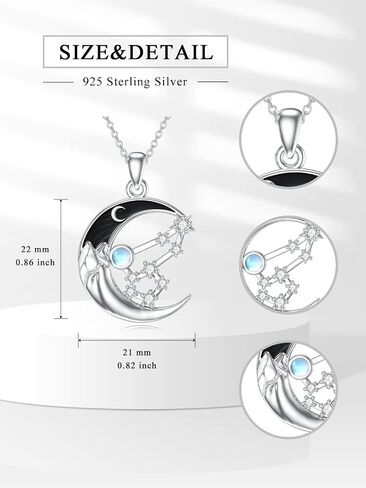 Zodiac Constellation Necklaces for Women 925 Sterling Silver Crescent Moon Zodiac Sign Pendant Gothic Jewelry Birthday Gifts for Girlfriend Wife Grandma Mom in Saudi Arabia