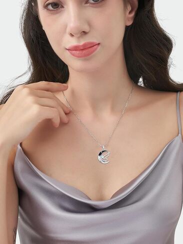 Zodiac Constellation Necklaces for Women 925 Sterling Silver Crescent Moon Zodiac Sign Pendant Gothic Jewelry Birthday Gifts for Girlfriend Wife Grandma Mom in Saudi Arabia