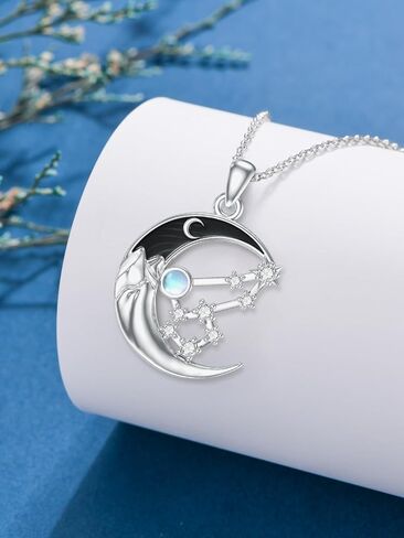 Zodiac Constellation Necklaces for Women 925 Sterling Silver Crescent Moon Zodiac Sign Pendant Gothic Jewelry Birthday Gifts for Girlfriend Wife Grandma Mom in Saudi Arabia