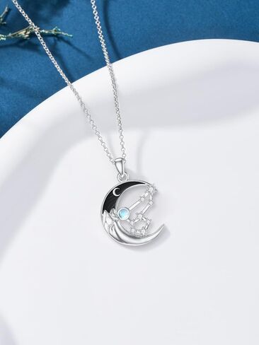 Zodiac Constellation Necklaces for Women 925 Sterling Silver Crescent Moon Zodiac Sign Pendant Gothic Jewelry Birthday Gifts for Girlfriend Wife Grandma Mom in Saudi Arabia