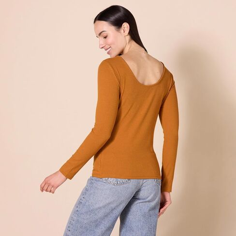 Amazon Essentials Womens Scoop Back Long Sleeve Slim-Fit Rib-Knit T-Shirt in Saudi Arabia