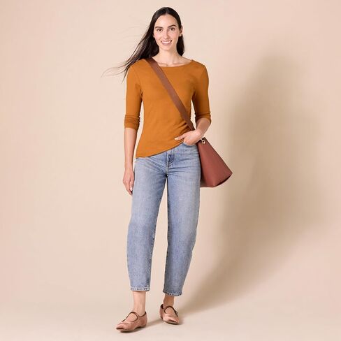 Amazon Essentials Womens Scoop Back Long Sleeve Slim-Fit Rib-Knit T-Shirt in Saudi Arabia