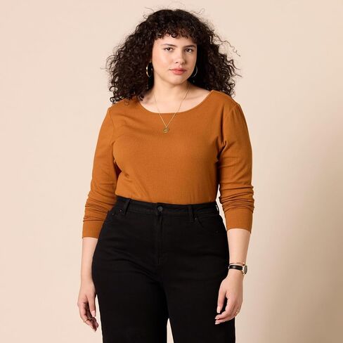 Amazon Essentials Womens Scoop Back Long Sleeve Slim-Fit Rib-Knit T-Shirt in Saudi Arabia