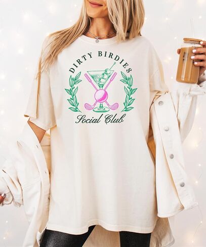 قميص جولف Olive Loves Apple Funny Dirty Birdies للنساء تي شيرت Preppy Martini للاعبي الجولف in Kuwait