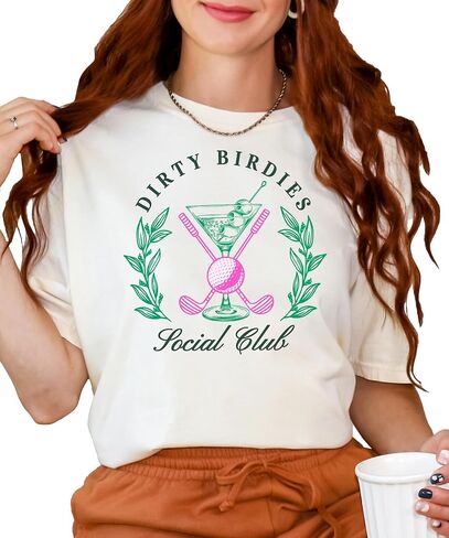 قميص جولف Olive Loves Apple Funny Dirty Birdies للنساء تي شيرت Preppy Martini للاعبي الجولف in Kuwait