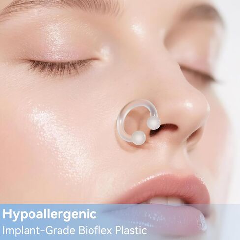 15Pcs Clear Nose Rings Studs & Earrings, Bioflex Piercing Retainers for Nose, Eyebrow, Cartilage, Helix, Tragus, Lip. For Professional Surgery & Work Retainer, Easy to Use in Saudi Arabia