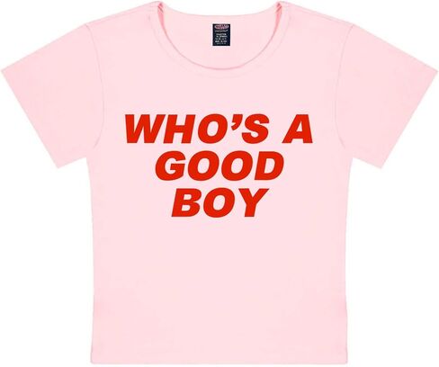 Y2K Baby Tees for Women - Who's A Good Boy Funny Short Sleeve Crew Neck Crop Tops Going Out Top T-Shirt in Saudi Arabia