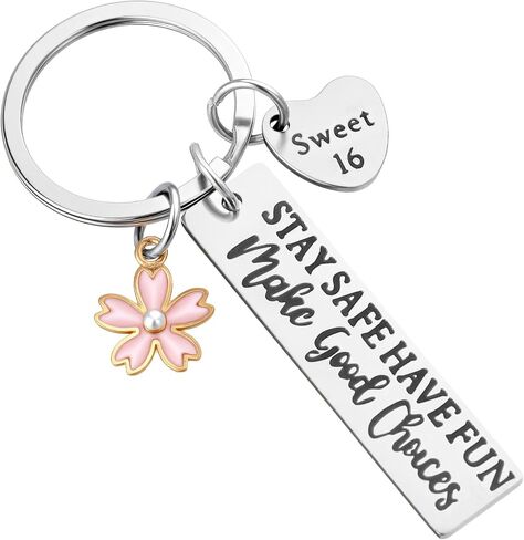 Sweet 16 Gifts for Girls - 16th Birthday Keychain, Stainless Steel Keepsake Gift for Daughter Sister Friends, Sweet 16 Party Decorations & Birthday Celebration in Saudi Arabia