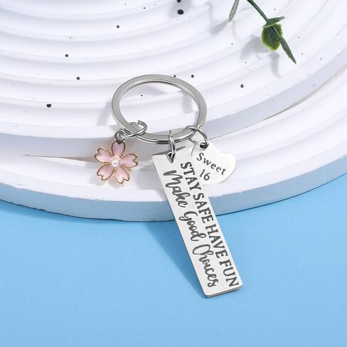 Sweet 16 Gifts for Girls - 16th Birthday Keychain, Stainless Steel Keepsake Gift for Daughter Sister Friends, Sweet 16 Party Decorations & Birthday Celebration in Saudi Arabia