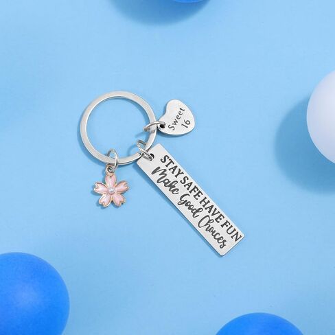 Sweet 16 Gifts for Girls - 16th Birthday Keychain, Stainless Steel Keepsake Gift for Daughter Sister Friends, Sweet 16 Party Decorations & Birthday Celebration in Saudi Arabia