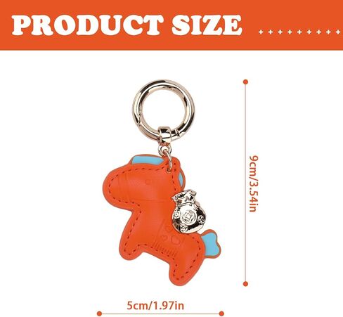 4 قطع حقيبة جلدية على شكل حصان سلسلة مفاتيح على شكل حصان وحلية جلدية لطيفة على شكل حيوان لمحفظة حقائب اليد وإكسسوارات حقيبة يدوية وحامل مفاتيح وهدايا ساحرة (أسود، برتقالي، بني، أخضر) in Kuwait