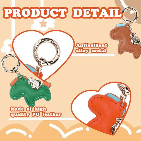 4 قطع حقيبة جلدية على شكل حصان سلسلة مفاتيح على شكل حصان وحلية جلدية لطيفة على شكل حيوان لمحفظة حقائب اليد وإكسسوارات حقيبة يدوية وحامل مفاتيح وهدايا ساحرة (أسود، برتقالي، بني، أخضر) in Kuwait