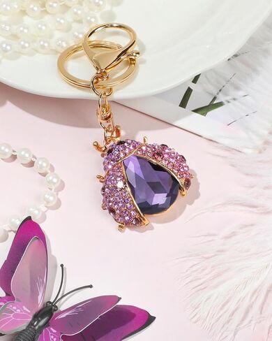 Ladybug Keychain Crystal Rhinestone Sparkling Keychain Cute Keychain for Women for Purse Wallets Backpacks Handbags in Kuwait