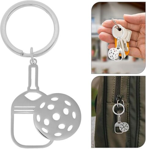 Milisten Pickleball Keychain, Mini Pickleball Paddles And Steel Engraved Charm Sports Balls Jewelry For Pickleball Coaches in Saudi Arabia