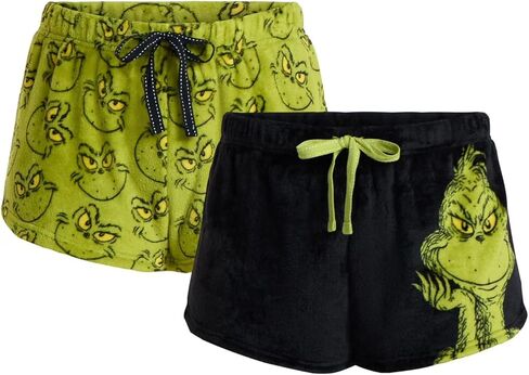 شورت بيجامة نسائي من القطيفة من Dr. Seuss The Grinch، قطعتان، مقاسات XS-3X in Kuwait