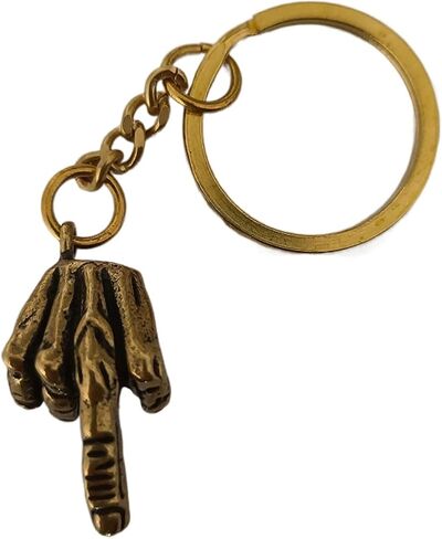 Brass Hand Key Chain Ring Pendant,Men Middle Finger Up Gesture Hanging,Metal Copper Keychain Keyring Ironic Gift in Saudi Arabia