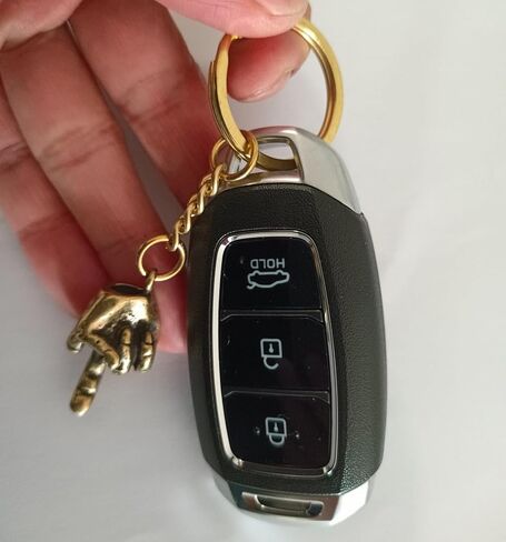 Brass Hand Key Chain Ring Pendant,Men Middle Finger Up Gesture Hanging,Metal Copper Keychain Keyring Ironic Gift in Saudi Arabia