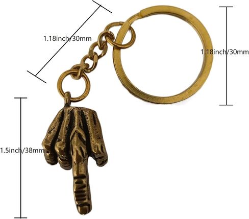 Brass Hand Key Chain Ring Pendant,Men Middle Finger Up Gesture Hanging,Metal Copper Keychain Keyring Ironic Gift in Saudi Arabia
