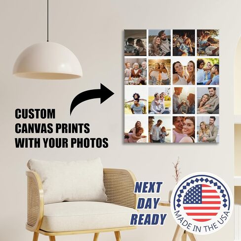 Custom Canvas Prints with Your Photos, Customized Portrait Picture Frame for Wall Decor, Personalized Poster for Living Room, Christmas Wedding Valentines Birthday Gifts & Keepsakes, Gift for Couples in Saudi Arabia
