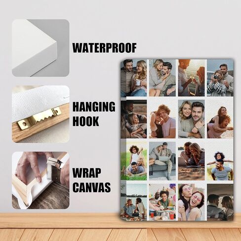 Custom Canvas Prints with Your Photos, Customized Portrait Picture Frame for Wall Decor, Personalized Poster for Living Room, Christmas Wedding Valentines Birthday Gifts & Keepsakes, Gift for Couples in Saudi Arabia