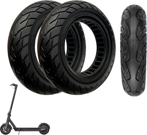 سكوتر كهربائي بإطار صلب مقاس 10x2.125/10X2 بوصة، عجلات مطاطية بديلة 50/75-6.1 لـ Gotrax G4/XR/V2/GXL V2& Segway Ninebot F25/F65& Hiboy S2 Pro& Xiaomi M365/Pro/Pro 1s/Pro 2 - أسود (قطعتان) in Kuwait