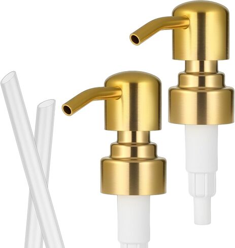 2 Pack Gold Soap Dispenser Pump Replacement, Stainless Steel Hand Liquid Soap Pump for Regular Mouth Bottles Standard 28/400 Neck Size for Hand Dish Soap Bottle and Lotion in Saudi Arabia