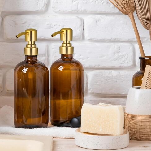 2 Pack Gold Soap Dispenser Pump Replacement, Stainless Steel Hand Liquid Soap Pump for Regular Mouth Bottles Standard 28/400 Neck Size for Hand Dish Soap Bottle and Lotion in Saudi Arabia