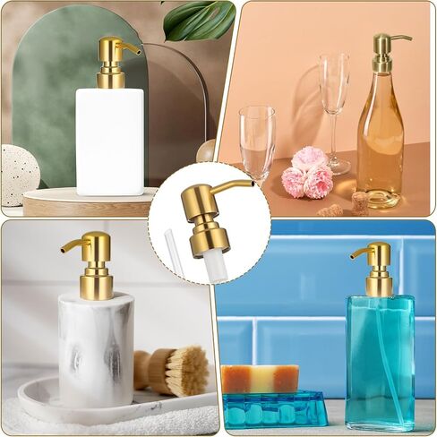 2 Pack Gold Soap Dispenser Pump Replacement, Stainless Steel Hand Liquid Soap Pump for Regular Mouth Bottles Standard 28/400 Neck Size for Hand Dish Soap Bottle and Lotion in Saudi Arabia