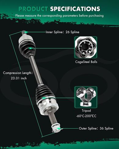 SCITOO Front Left Driver Side CV Axle Shaft Assembly Fit for Volkswagen Model-CC,for Golf,for Golf SportWagen,for Jetta,for Passat,for Passat CC,Rabbit 1.4L,1.8L,2.0L,2.5L in Saudi Arabia