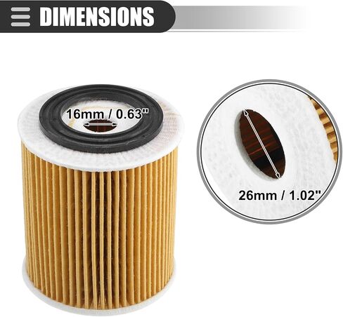 Motoforti Engine Oil Filter, for Mini Cooper 2002-2008, Paper, with Gasket, Yellow, 1 Set in Saudi Arabia