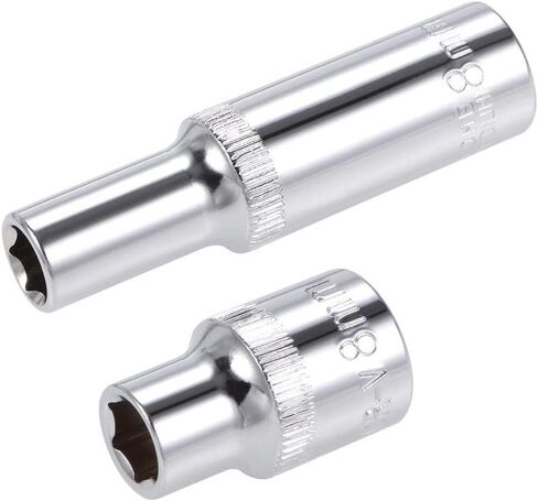 TOP-VIGOR 2Pcs 3/8-Inch Drive by 8mm Deep and Shallow Socket, Cr-V Drive Socket, 6-Point, Metric for Auto Repairing and Household in Saudi Arabia