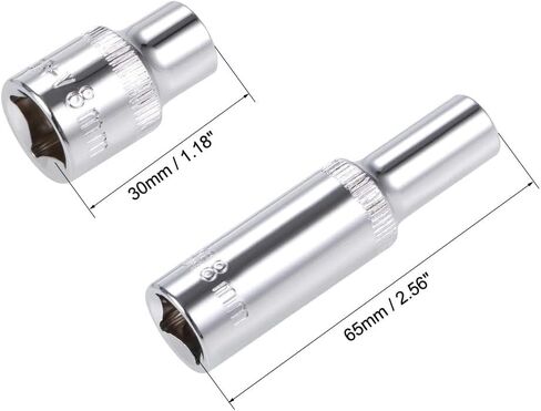 TOP-VIGOR 2Pcs 3/8-Inch Drive by 8mm Deep and Shallow Socket, Cr-V Drive Socket, 6-Point, Metric for Auto Repairing and Household in Saudi Arabia