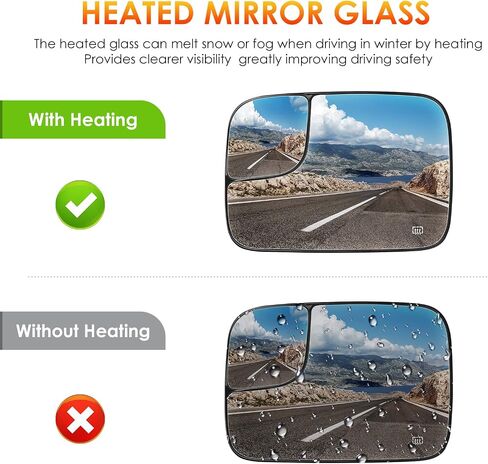 Left Driver Side Mirror Glass Replacement Compatible with 2005 2006 2007 2008 Dodge Ram 1500 2500 3500 Rearview Heated Mirror Replace 5161011AA 5191035AA (CH1324121) in Saudi Arabia