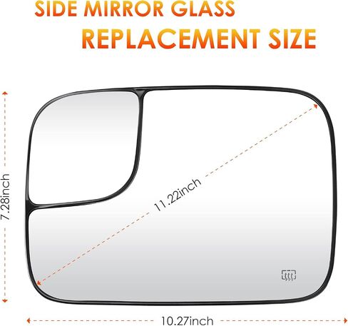 Left Driver Side Mirror Glass Replacement Compatible with 2005 2006 2007 2008 Dodge Ram 1500 2500 3500 Rearview Heated Mirror Replace 5161011AA 5191035AA (CH1324121) in Saudi Arabia