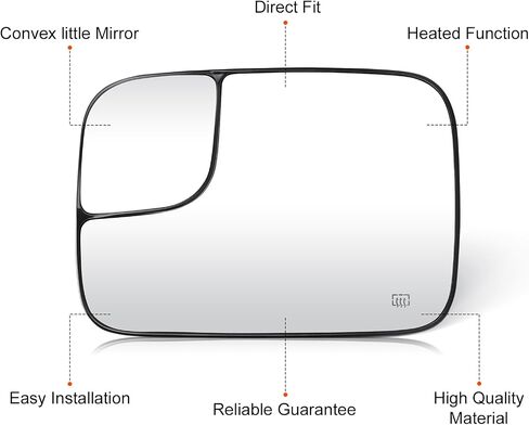 Left Driver Side Mirror Glass Replacement Compatible with 2005 2006 2007 2008 Dodge Ram 1500 2500 3500 Rearview Heated Mirror Replace 5161011AA 5191035AA (CH1324121) in Saudi Arabia